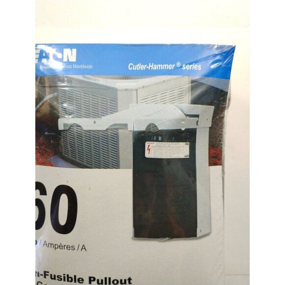 Eaton 8064 Non-Fusible Pullout AC Disconnect Outdoor 60A 240VAC 1Phase 2Wire - Picture 2 of 14